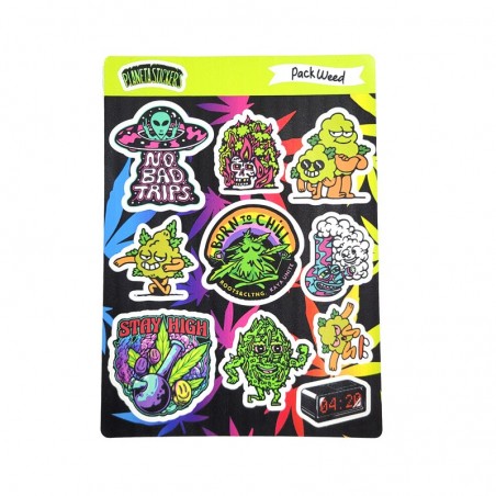 Plancha Stickers Vinilo Blanco Pack Weed