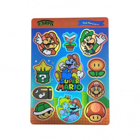 Plancha Stickers Vinilo Tornasolado Mario Bross